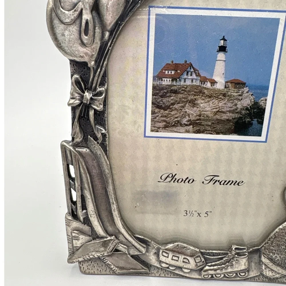 Perfect Grandson Photo Frame 3.5x5 Silver Pewter Style Sports School Vintage